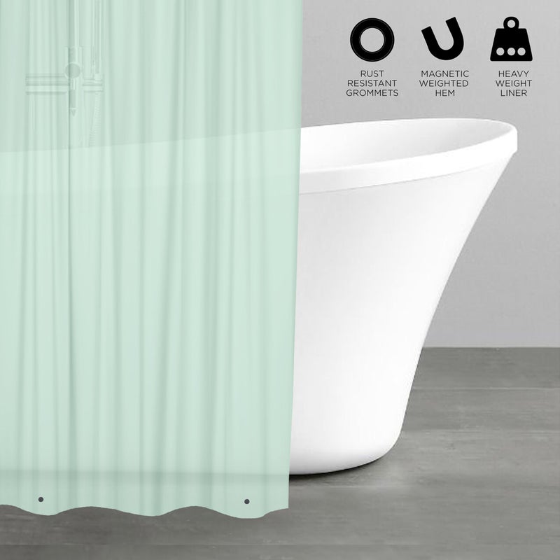Bath Bliss PVC Heavy Weight Shower Curtain Liner | 4G | 70"x72" | Rust Resistant Copper Grommets | Magnetic Hem | Mint Green - Image 4